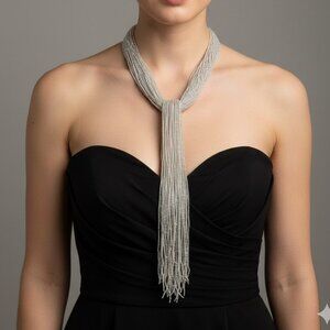 Italian Murano Silver Glass Bead Necklace